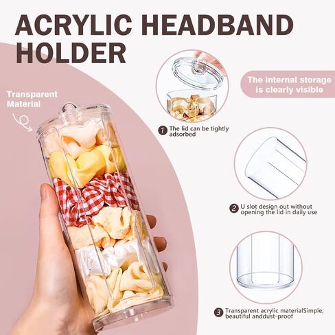 Scrunchie Holder Stand, Transparent Hair Ties and Headbands Rack, Plastic Hair Ring Storage Rack with Lid,, Portable Hair Accessories Organizer, Hair Ring Display Storage Rack for Teenage Girls Women in Saudi Arabia