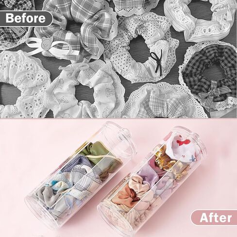Scrunchie Holder Stand, Transparent Hair Ties and Headbands Rack, Plastic Hair Ring Storage Rack with Lid,, Portable Hair Accessories Organizer, Hair Ring Display Storage Rack for Teenage Girls Women in Saudi Arabia