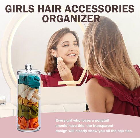 Scrunchie Holder Stand, Transparent Hair Ties and Headbands Rack, Plastic Hair Ring Storage Rack with Lid,, Portable Hair Accessories Organizer, Hair Ring Display Storage Rack for Teenage Girls Women in Saudi Arabia