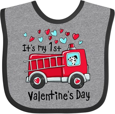 inktastic It's My 1st Valentine's Day Fire Truck with Cute Dalmatian Baby Bib in Saudi Arabia