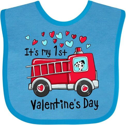 inktastic It's My 1st Valentine's Day Fire Truck with Cute Dalmatian Baby Bib in Saudi Arabia