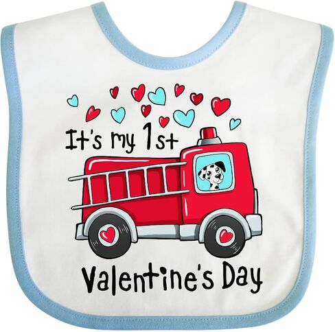 inktastic It's My 1st Valentine's Day Fire Truck with Cute Dalmatian Baby Bib in Saudi Arabia