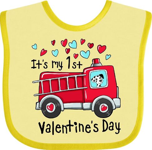 inktastic It's My 1st Valentine's Day Fire Truck with Cute Dalmatian Baby Bib in Saudi Arabia