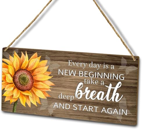لوحة خشبية ديكور ملهمة للتعليق على الحائط، كل يوم هو بداية جديدة خذ نفسًا عميقًا، لافتة تعليق خشبية لباب ديكور المنزل (قطعة واحدة)، هدية فنية لغرفة المعيشة وغرفة النوم في المزرعة -08 in Kuwait