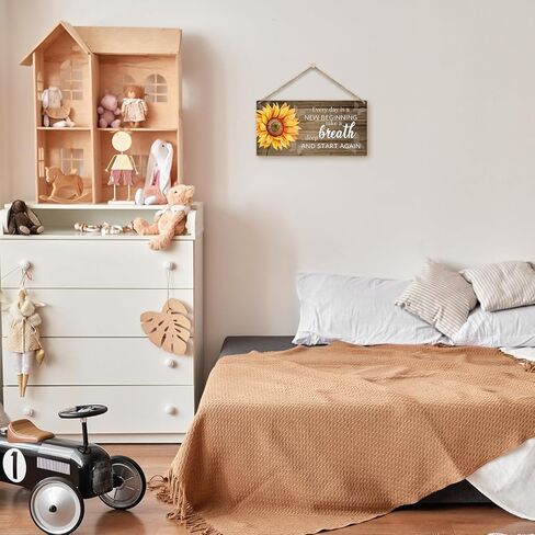 لوحة خشبية ديكور ملهمة للتعليق على الحائط، كل يوم هو بداية جديدة خذ نفسًا عميقًا، لافتة تعليق خشبية لباب ديكور المنزل (قطعة واحدة)، هدية فنية لغرفة المعيشة وغرفة النوم في المزرعة -08 in Kuwait