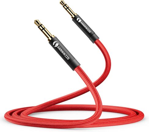 كابل AUX 3.5 مم من LinkinPerk، كابل صوت ستيريو 3.5 مم ذكر إلى ذكر لسماعات الرأس، وأجهزة iPod، وأجهزة iPad، وستريو المنزل/السيارة والمزيد (6 أقدام، أحمر) in Kuwait