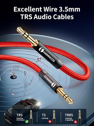 كابل AUX 3.5 مم من LinkinPerk، كابل صوت ستيريو 3.5 مم ذكر إلى ذكر لسماعات الرأس، وأجهزة iPod، وأجهزة iPad، وستريو المنزل/السيارة والمزيد (6 أقدام، أحمر) in Kuwait