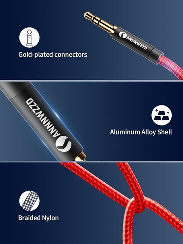 كابل AUX 3.5 مم من LinkinPerk، كابل صوت ستيريو 3.5 مم ذكر إلى ذكر لسماعات الرأس، وأجهزة iPod، وأجهزة iPad، وستريو المنزل/السيارة والمزيد (6 أقدام، أحمر) in Kuwait