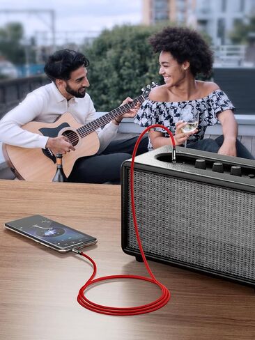 كابل AUX 3.5 مم من LinkinPerk، كابل صوت ستيريو 3.5 مم ذكر إلى ذكر لسماعات الرأس، وأجهزة iPod، وأجهزة iPad، وستريو المنزل/السيارة والمزيد (6 أقدام، أحمر) in Kuwait