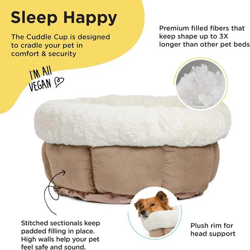 أفضل الأصدقاء من Sheri Cuddle Cup Ilan Cozy سرير القطط والكلاب المصنوع من الألياف الدقيقة باللون القمح الجامبو in Kuwait