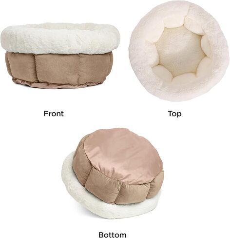 أفضل الأصدقاء من Sheri Cuddle Cup Ilan Cozy سرير القطط والكلاب المصنوع من الألياف الدقيقة باللون القمح الجامبو in Kuwait