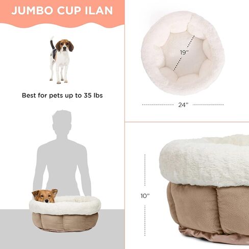 أفضل الأصدقاء من Sheri Cuddle Cup Ilan Cozy سرير القطط والكلاب المصنوع من الألياف الدقيقة باللون القمح الجامبو in Kuwait