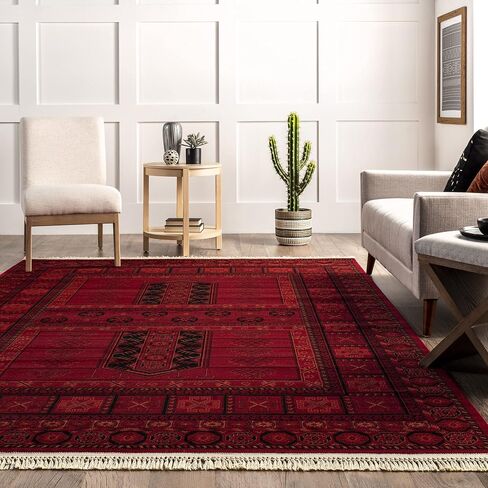 nuLOOM Billie Traditional Paneled Fringe Area Rug, 8x10, Red in Saudi Arabia
