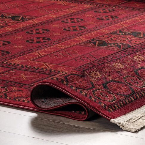 nuLOOM Billie Traditional Paneled Fringe Area Rug, 8x10, Red in Saudi Arabia