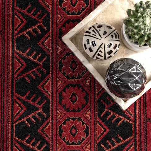 nuLOOM Billie Traditional Paneled Fringe Area Rug, 8x10, Red in Saudi Arabia