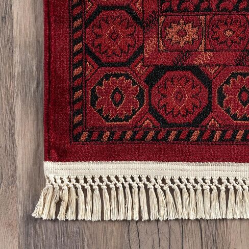 nuLOOM Billie Traditional Paneled Fringe Area Rug, 8x10, Red in Saudi Arabia