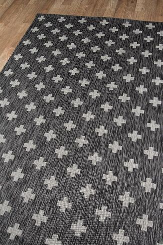 سجادة Novogratz من Momeni Villa Collection Umbria للأماكن الداخلية/الخارجية، فحمي، مقاس 2'0" x 3'0" لغرفة المعيشة وغرفة النوم وغرفة الطعام والحضانة والممرات والمكتب المنزلي in Saudi Arabia