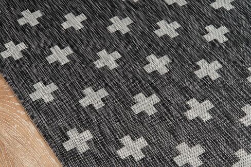 سجادة Novogratz من Momeni Villa Collection Umbria للأماكن الداخلية/الخارجية، فحمي، مقاس 2'0" x 3'0" لغرفة المعيشة وغرفة النوم وغرفة الطعام والحضانة والممرات والمكتب المنزلي in Saudi Arabia
