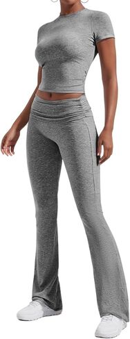 طقم سراويل نسائية من GTETKDE مكون من قطعتين ببطانة مزدوجة طقم سراويل مضيئة وزي أساسي قصير بيجامات غير رسمية in Kuwait