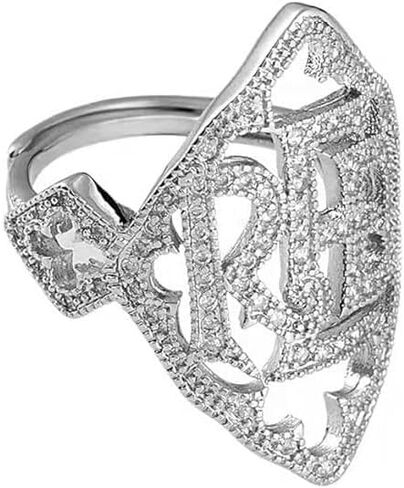 خاتم أحمر مفتوح للنساء والفتيات والرجال مكعب زركونيا مطلي بالفضة بيان الهيب هوب قابل للتعديل حرف إصبع مفصل الإبهام خواتم تألق تشيكوسلوفاكيا الذهب الأبيض الأبجدية المجوهرات هدية لسمعة عاشق الألبوم الموسيقى المشجعين in Kuwait