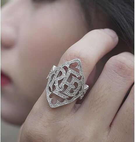 خاتم أحمر مفتوح للنساء والفتيات والرجال مكعب زركونيا مطلي بالفضة بيان الهيب هوب قابل للتعديل حرف إصبع مفصل الإبهام خواتم تألق تشيكوسلوفاكيا الذهب الأبيض الأبجدية المجوهرات هدية لسمعة عاشق الألبوم الموسيقى المشجعين in Kuwait