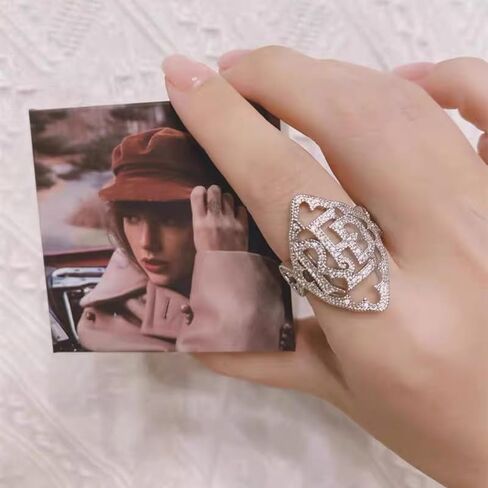 خاتم أحمر مفتوح للنساء والفتيات والرجال مكعب زركونيا مطلي بالفضة بيان الهيب هوب قابل للتعديل حرف إصبع مفصل الإبهام خواتم تألق تشيكوسلوفاكيا الذهب الأبيض الأبجدية المجوهرات هدية لسمعة عاشق الألبوم الموسيقى المشجعين in Kuwait
