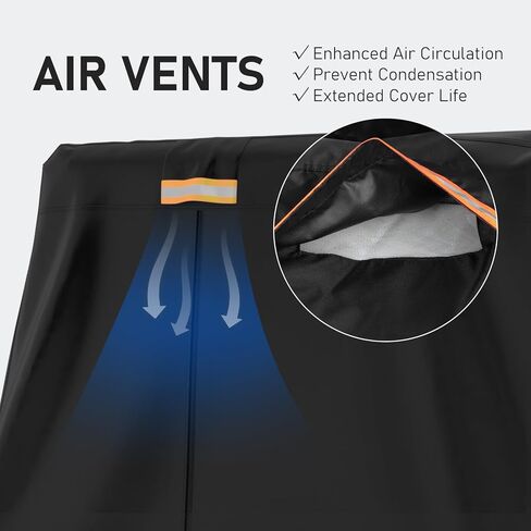غطاء عربة الجولف Favoto 4 ركاب - مقاوم للماء عالي التحمل 300D أكسفورد مع فتحات تهوية مسامية وسحابات جانبية مناسبة عالميًا لغبار نادي السيارات والرياح الشمسية وحماية خارجية، 112 بوصة × 48 بوصة × 73 بوصة in Kuwait
