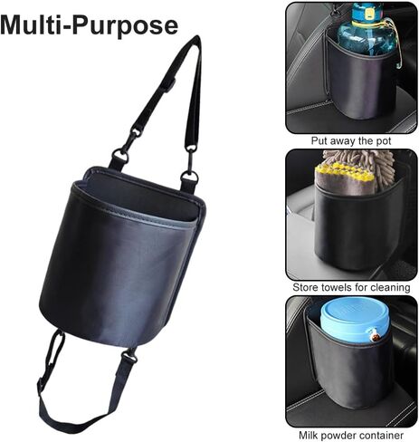 Car Seat Side Large Car Cup Holder Expander Adapter Bag, Multi-Function Hanging Car Storage Bag with Waterproof Liner for Drink Water Bottle, Essential Road Trip Car Accessories(Color:Black) in Saudi Arabia