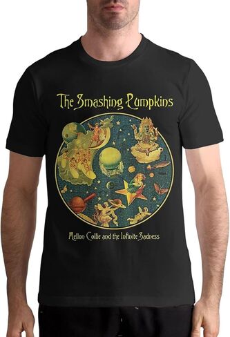 تي شيرت رجالي The Smashing Rock Pumpkins Band قمصان قصيرة الأكمام صيفية بياقة دائرية قطن تي شيرت علوي أسود كبير in Saudi Arabia