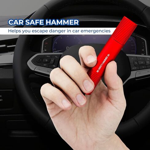 2 Pack Car Safety Hammer Car Window Breaker Seatbelt Cutter Emergency Escape Tool Car Glass Breaker for Land and Underwater Life-Saving Car Safety Kit Essentials Car Accessories (Black+Black) in Saudi Arabia