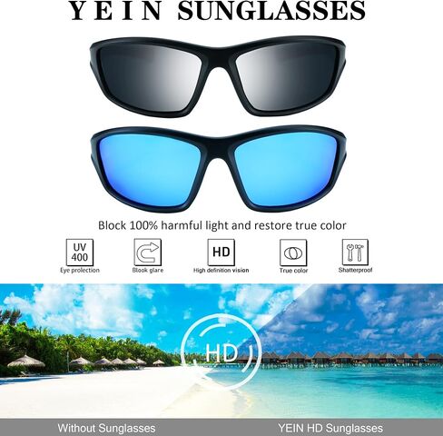 YEIN Polarized Sports Sunglasses Driving Baseball Cycling Running shades For Men UV400 Protection in Kuwait