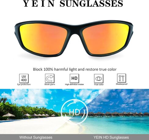 YEIN Polarized Sports Sunglasses Driving Baseball Cycling Running shades For Men UV400 Protection in Kuwait