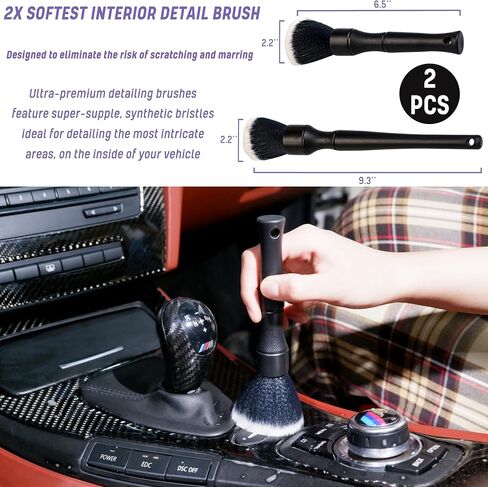 Ultra-Soft Car Interior Detailing Brush Kit,Horse Hair Cleaning Brush,Auto Interior Detailing Brushes,Edgeless Microfiber towel&Applicator Pad,Finger Interior Mitt for Car Interior Upholstery Cleaning in Kuwait