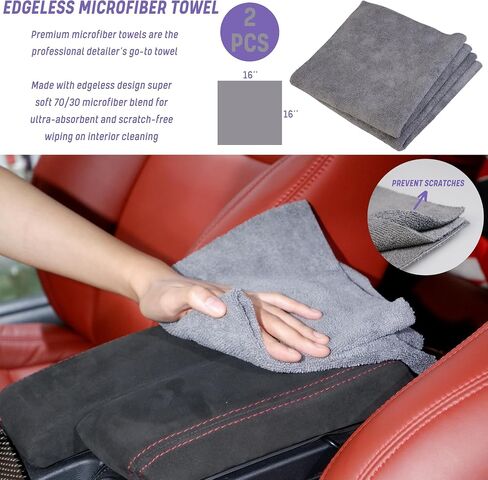Ultra-Soft Car Interior Detailing Brush Kit,Horse Hair Cleaning Brush,Auto Interior Detailing Brushes,Edgeless Microfiber towel&Applicator Pad,Finger Interior Mitt for Car Interior Upholstery Cleaning in Kuwait