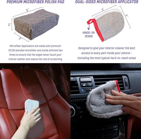 Ultra-Soft Car Interior Detailing Brush Kit,Horse Hair Cleaning Brush,Auto Interior Detailing Brushes,Edgeless Microfiber towel&Applicator Pad,Finger Interior Mitt for Car Interior Upholstery Cleaning in Kuwait