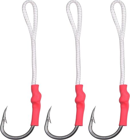 OROOTL Fishing Assist Hooks with PE Line, 60pcs Saltwater Jig Assist Hooks Butterfly Assist Hooks Vertical Slow Pitch Jigging Hooks Size 1/0-10/0 in Kuwait
