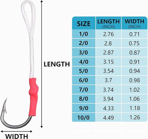 OROOTL Fishing Assist Hooks with PE Line, 60pcs Saltwater Jig Assist Hooks Butterfly Assist Hooks Vertical Slow Pitch Jigging Hooks Size 1/0-10/0 in Kuwait