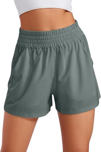 CRZ YOGA Womens Shorts Casual High Waisted Linerless Lounge Athletic Golf Shorts with Pockets Weightless in Saudi Arabia