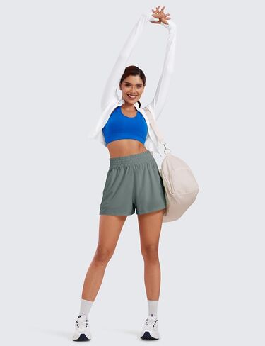CRZ YOGA Womens Shorts Casual High Waisted Linerless Lounge Athletic Golf Shorts with Pockets Weightless in Saudi Arabia
