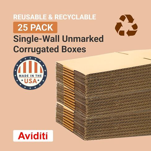 AVIDITI 12 x 12 x 3 Corrugated Cardboard Boxes, Flat 12"L x 12"W x 3"H, Pack of 25 | Shipping, Packaging, Moving, Storage Box for Home or Business, Strong Wholesale Bulk Boxes in Saudi Arabia