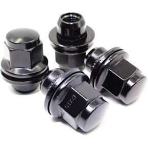 Set of 20 Veritek 12x1.25mm 1.47 Inch 13/16 Hex OEM Mag Washer Style Factory Replacement Black Lug Nuts for Nissan Infiniti Factory Wheels