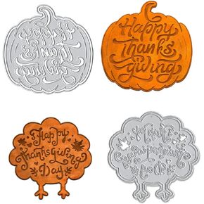 ALIBBON 2Pcs Thanksgiving Die Cuts for Card Making and Scrapbooking, Words Give Thanks Cutting Dies Metal Template Molds, Round Heart Die Cuts for DIY Photo Album Paper Embossing Card Decoration