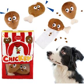 Gigwi Interactive Squeaky Dog Toys, Hide and Seek Dog Toys for Boredom and Stimulating, Funny Crinkle Dog Toy Set Bucket, 2-in-1 Dog Puzzle Toys for All Breeds of Dogs IQ Training