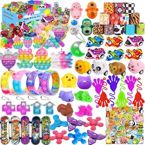 104 Pack Party Favors for Kids 4-8 8-12, Pop Fidget Toys, Treasure Box Toys for Classroom Prizes, Pinata Filler, Goodie Bag Stuffers, Carnival Prizes, Prize Box Toys for Kids Classroom