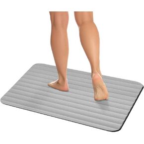 MICRODRY Drystone Absorbent Made with Real Stone for Super Fast Drying, Lightweight and Shock Resistant 18 x 23 Bath Mat, White