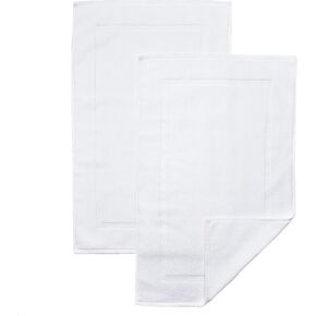 Set of 2 Bath Mats 100% Cotton Bathroom Floor Towel Mat - Extra Absorbent - Machine Washable Bathroom Mats - Accessories - White