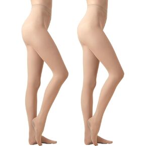 2 Pairs Women's Sheer Qpaque Tights, 480D Soft Nylon Regular Multicolour Control Top Velvet Pantyhose