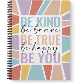 Softcover Positive 8.5" x 11" Motivational Spiral Notebook/Journal, 120 Wide Ruled Pages, Durable Gloss Laminated Cover, Black Wire-o Spiral. Made in the USA