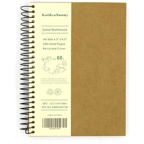 دفتر ملاحظات حلزوني صغير، 240 صفحة مسطرة، ورق مسطر عريض مقاس A6، غلاف صلب معاد تدويره in Kuwait