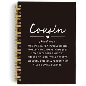Cousin Gifts Spiral Notebook, Cousin Gifts for Women Men, Best Cousin Gifts, Gifts for Cousins Female Male, 5.5"x8.3" 164pages Lined Notebooks, Cousin Definition Journal Notebook